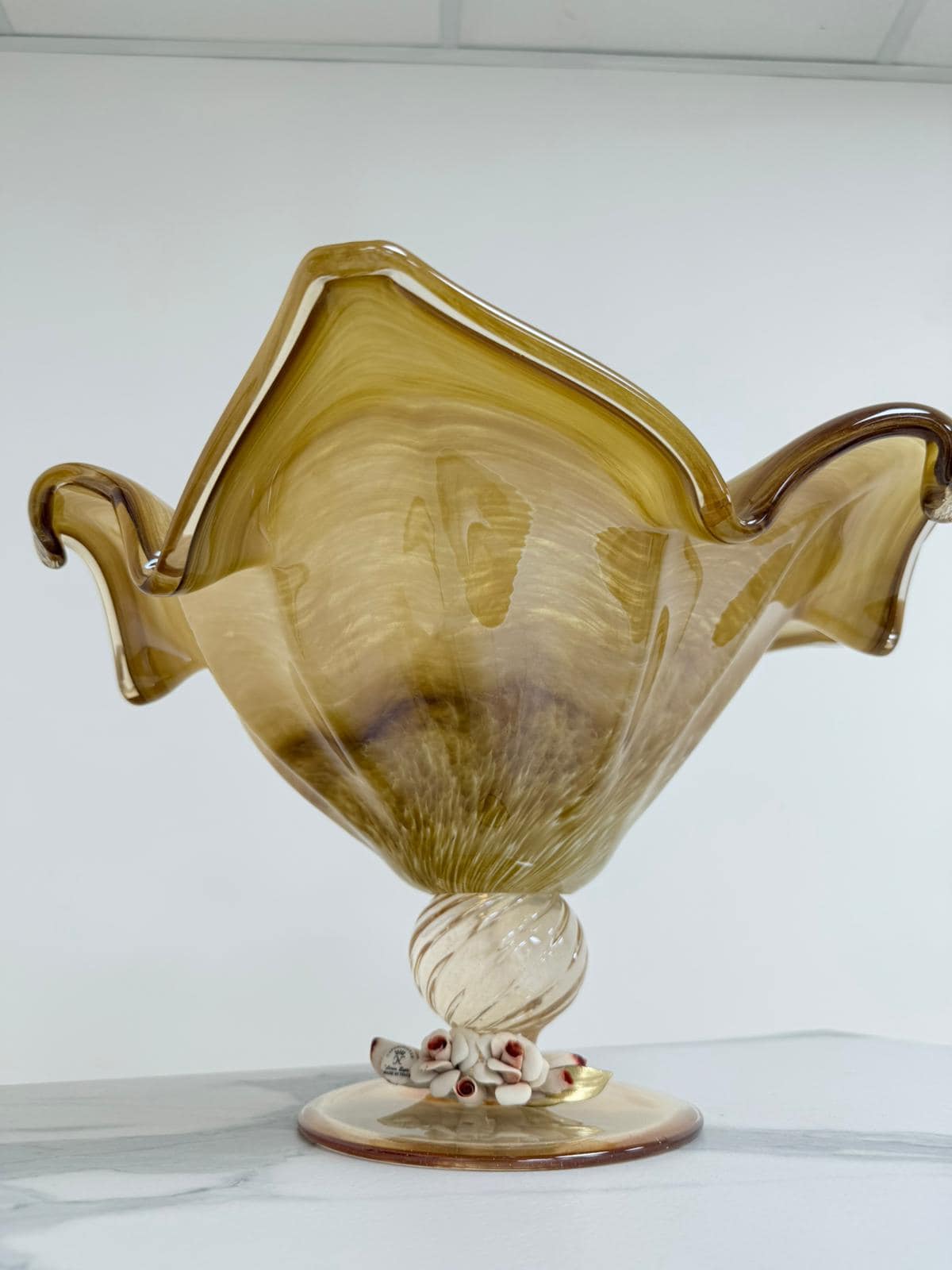 Murano Glass Centerpiece | Certified Murano Glass | Made in Italy | Table Decoration | Collection White Crystal