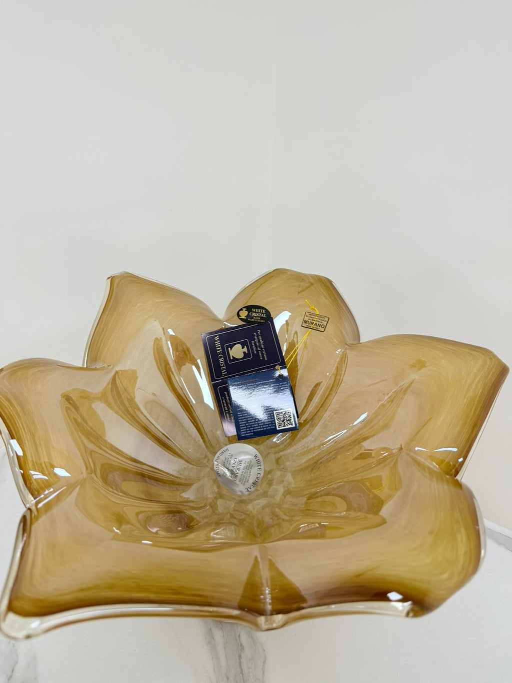 Murano Glass Centerpiece | Certified Murano Glass | Made in Italy | Table Decoration | Collection White Crystal