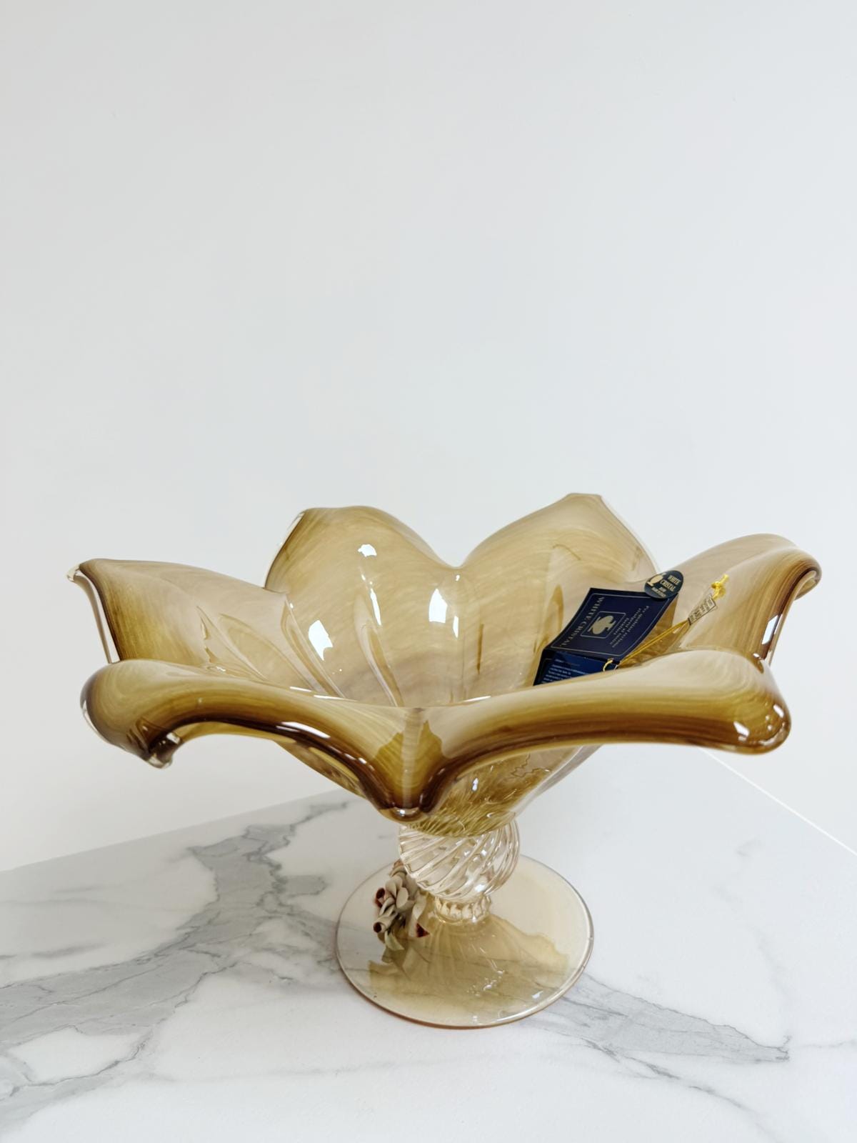 Murano Glass Centerpiece | Certified Murano Glass | Made in Italy | Table Decoration | Collection White Crystal