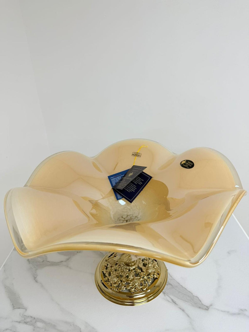 Murano Glass Centerpiece | Certified Murano Glass | Made in Italy | Table Decoration | Collection White Crystal