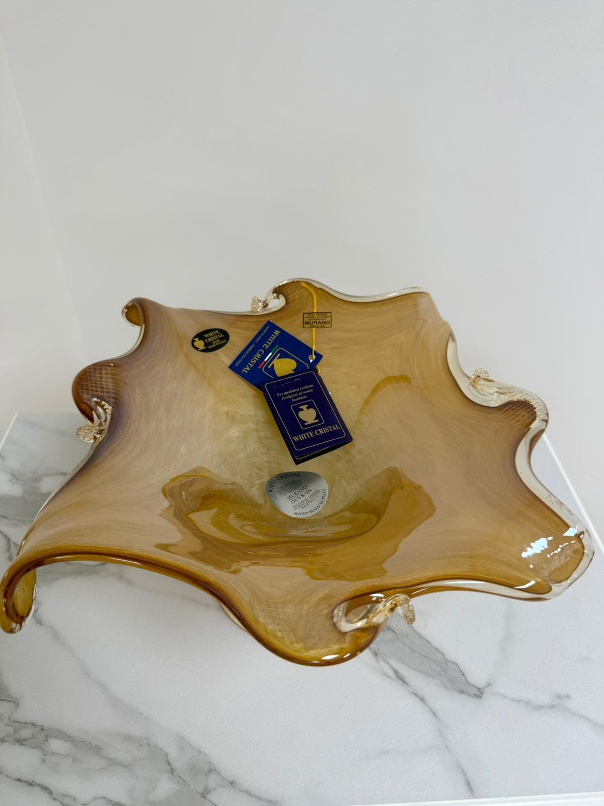 Murano Glass Centerpiece | Certified Murano Glass | Made in Italy | Table Decoration | Collection White Crystal