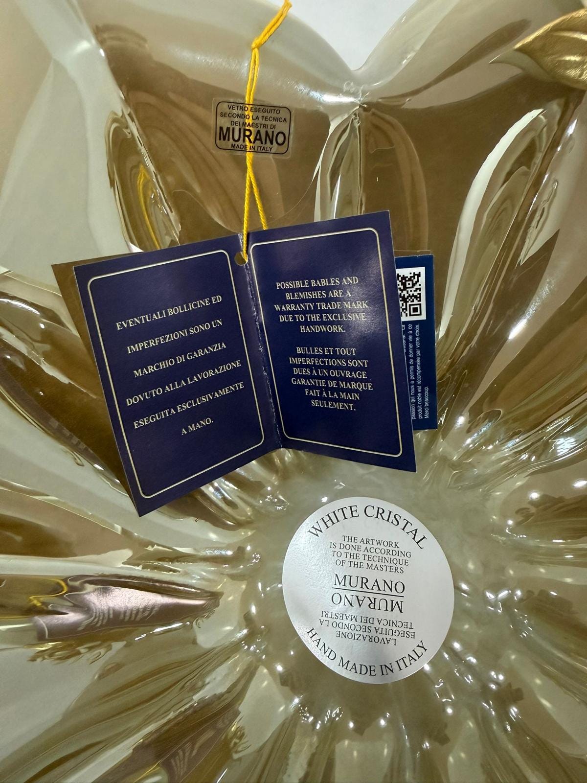 Murano Glass Centerpiece | Certified Murano Glass | Made in Italy | Table Decoration | Collection White Crystal