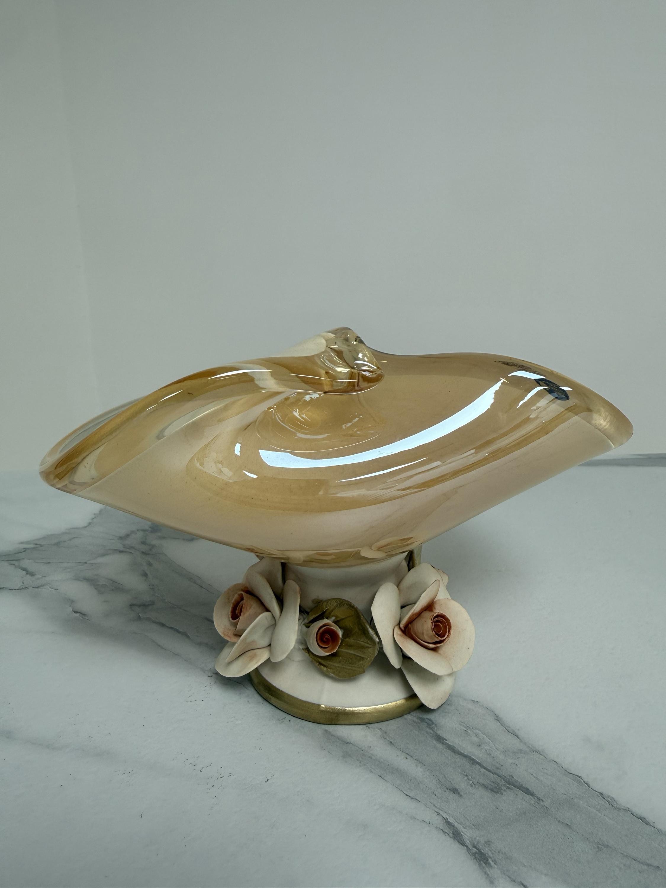 Murano Glass Centerpiece | Certified Murano Glass | Made in Italy | Table Decoration | Collection White Crystal
