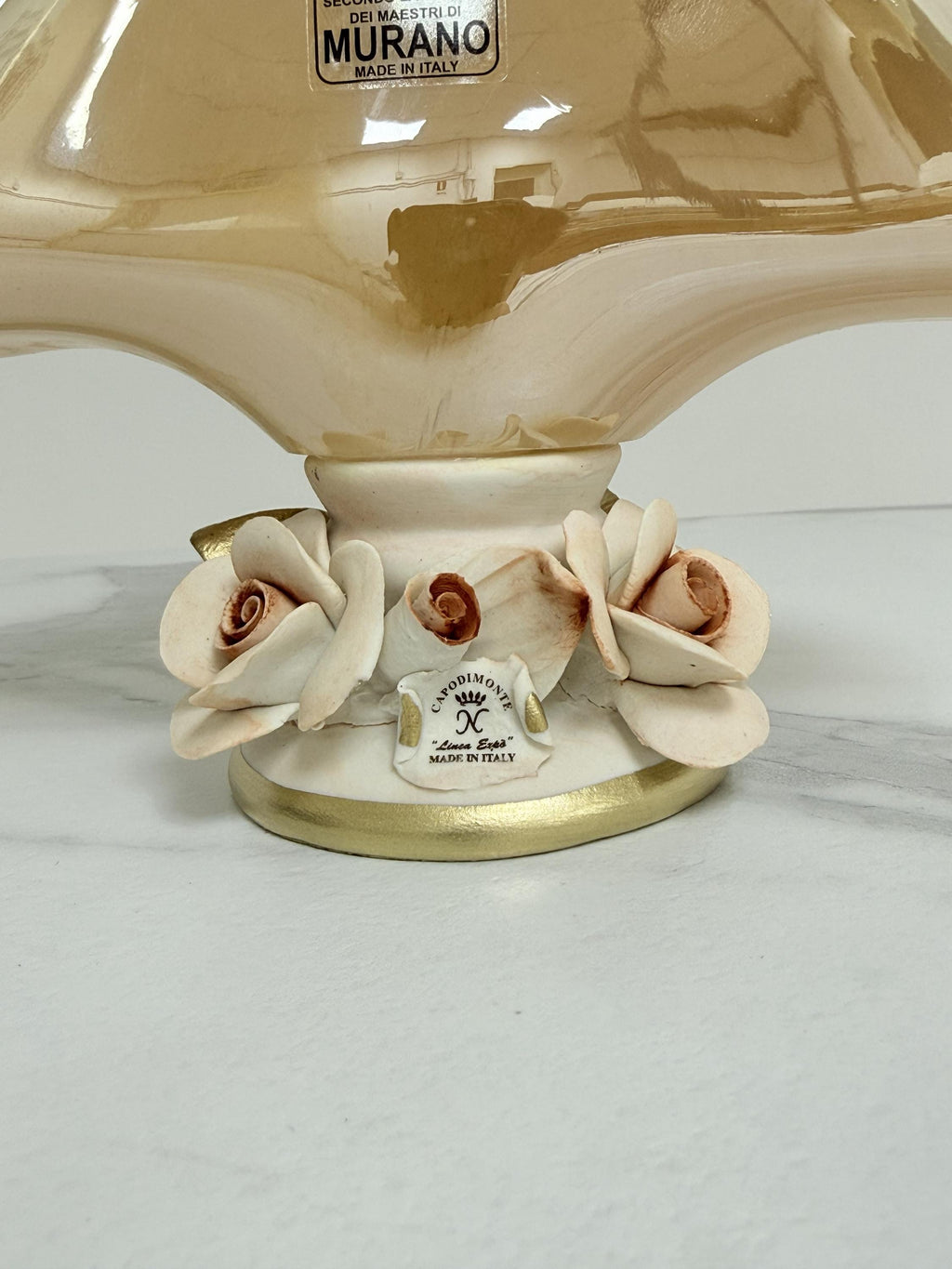Murano Glass Centerpiece | Certified Murano Glass | Made in Italy | Table Decoration | Collection White Crystal