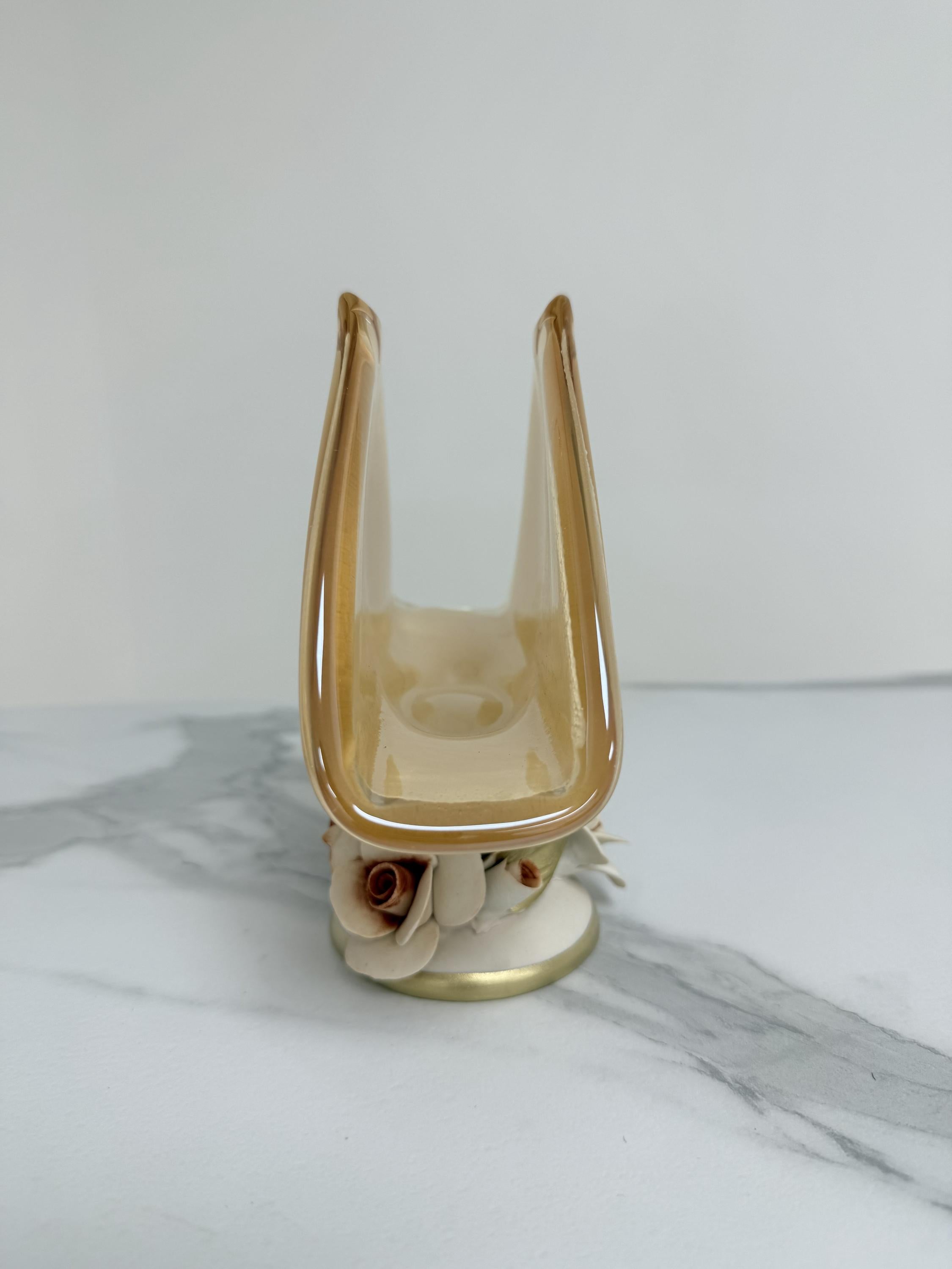 Murano Glass Centerpiece | Certified Murano Glass | Made in Italy | Table Decoration | Collection White Crystal