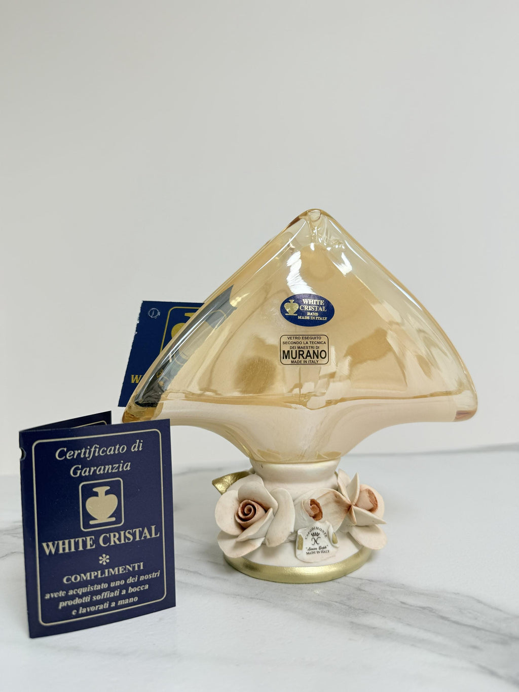 Murano Glass Centerpiece | Certified Murano Glass | Made in Italy | Table Decoration | Collection White Crystal