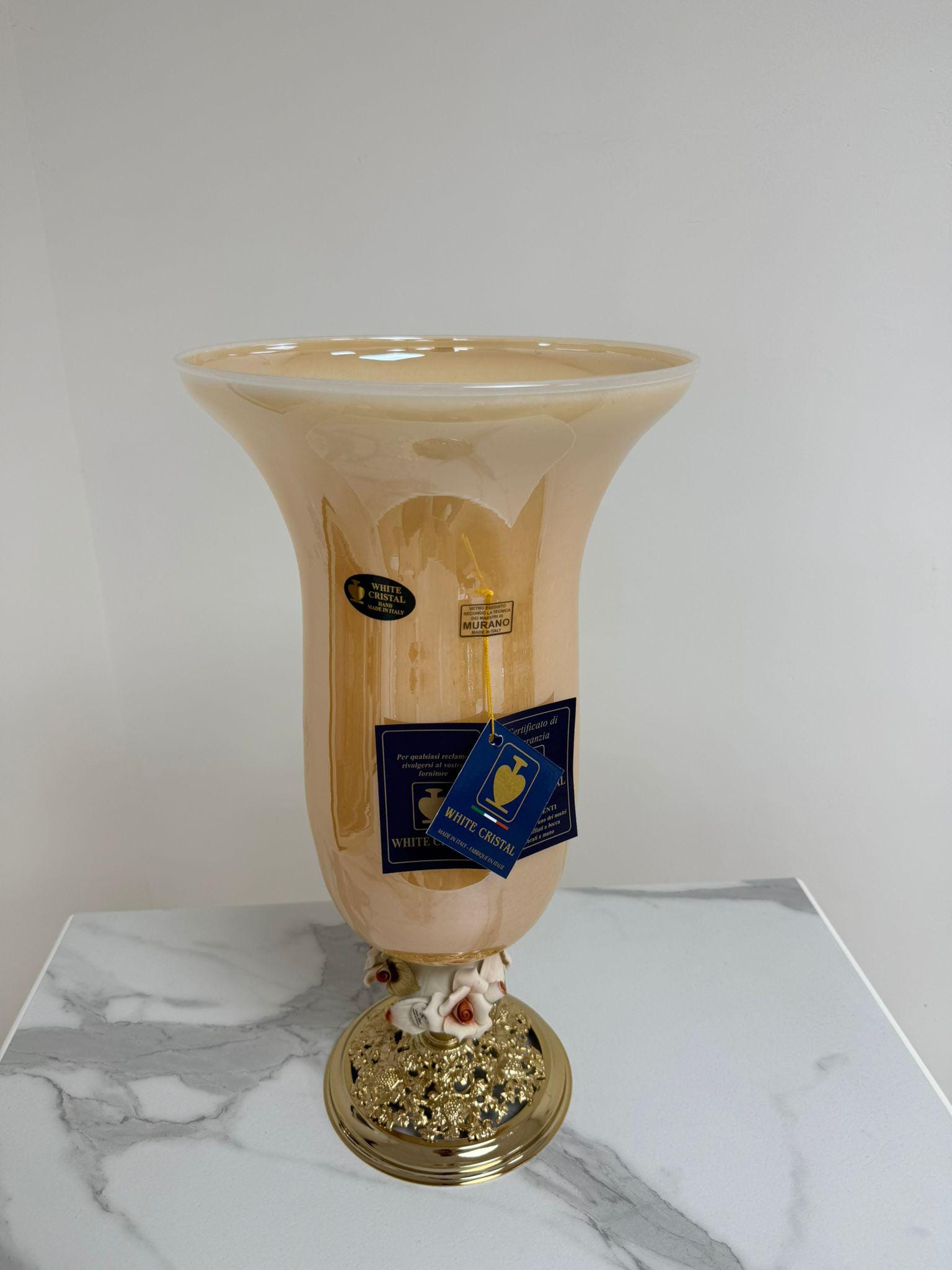 Murano Glass Vase | Certified Murano Glass | Made in Italy | Decorative Vase | Collection White Crystal