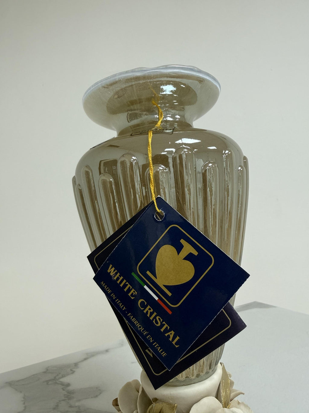 Murano Glass Vase | Certified Murano Glass | Made in Italy | Decorative Vase | Collection White Crystal