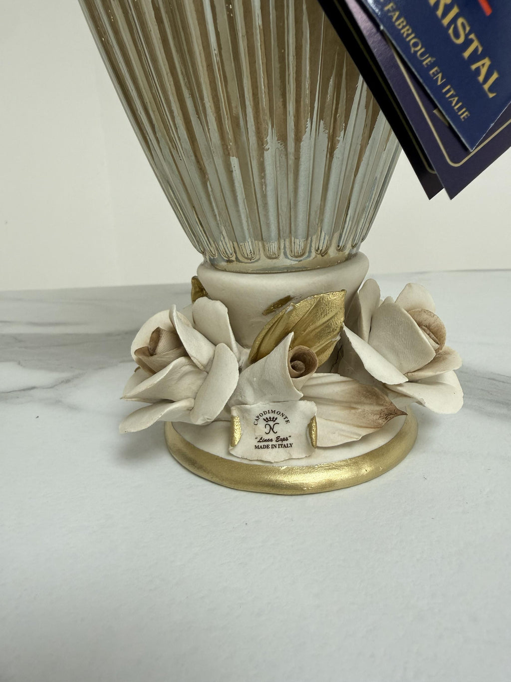 Murano Glass Vase | Certified Murano Glass | Made in Italy | Decorative Vase | Collection White Crystal