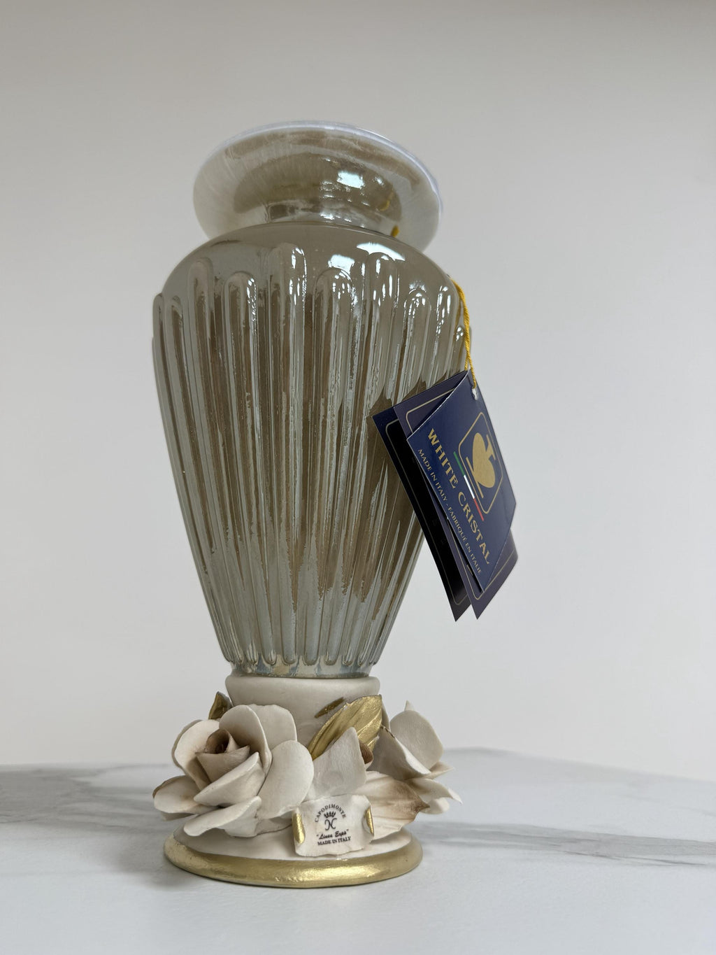 Murano Glass Vase | Certified Murano Glass | Made in Italy | Decorative Vase | Collection White Crystal