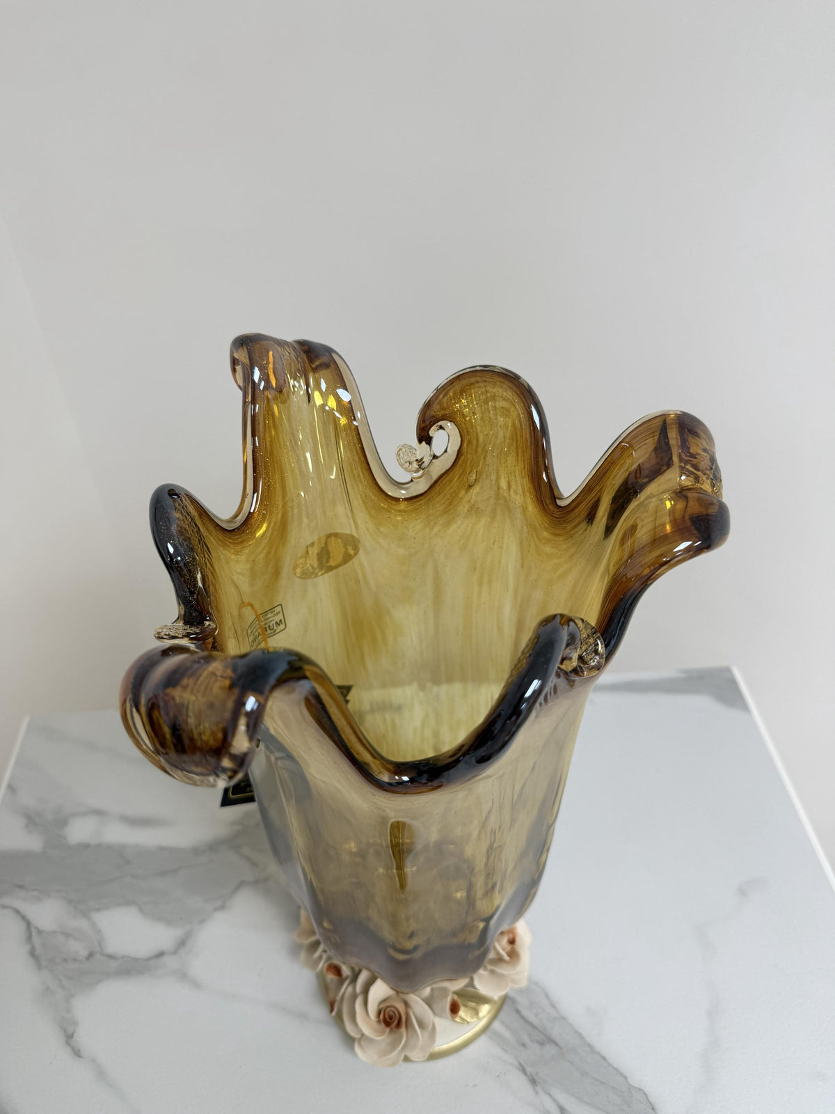 Murano Glass Vase | Certified Murano Glass | Made in Italy | Decorative Vase | Collection White Crystal