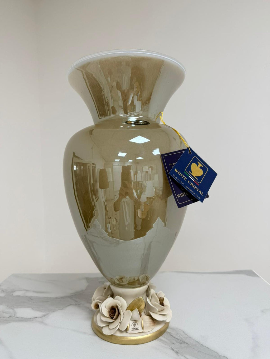 Murano Glass Vase | Certified Murano Glass | Made in Italy | Decorative Vase | Collection White Crystal