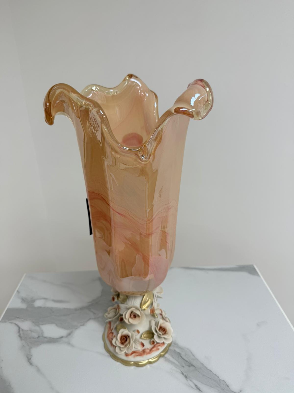Murano Glass Vase | Certified Murano Glass | Made in Italy | Decorative Vase | Collection White Crystal