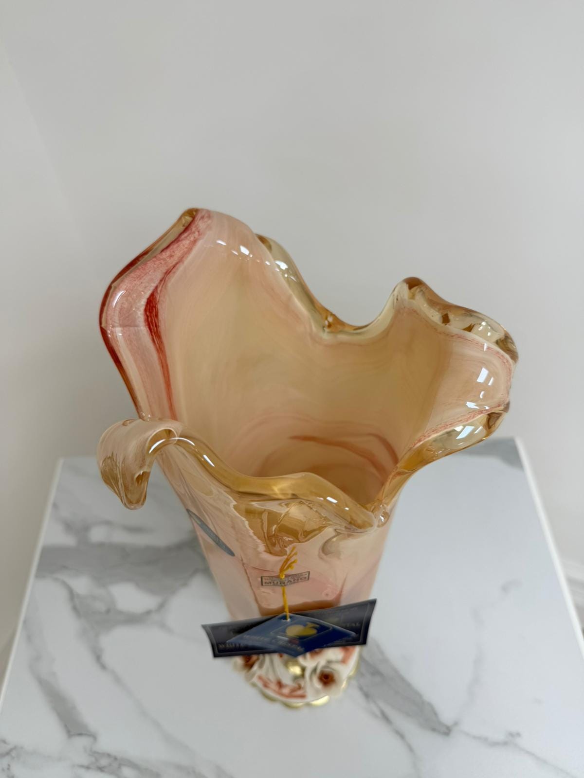 Murano Glass Vase | Certified Murano Glass | Made in Italy | Decorative Vase | Collection White Crystal
