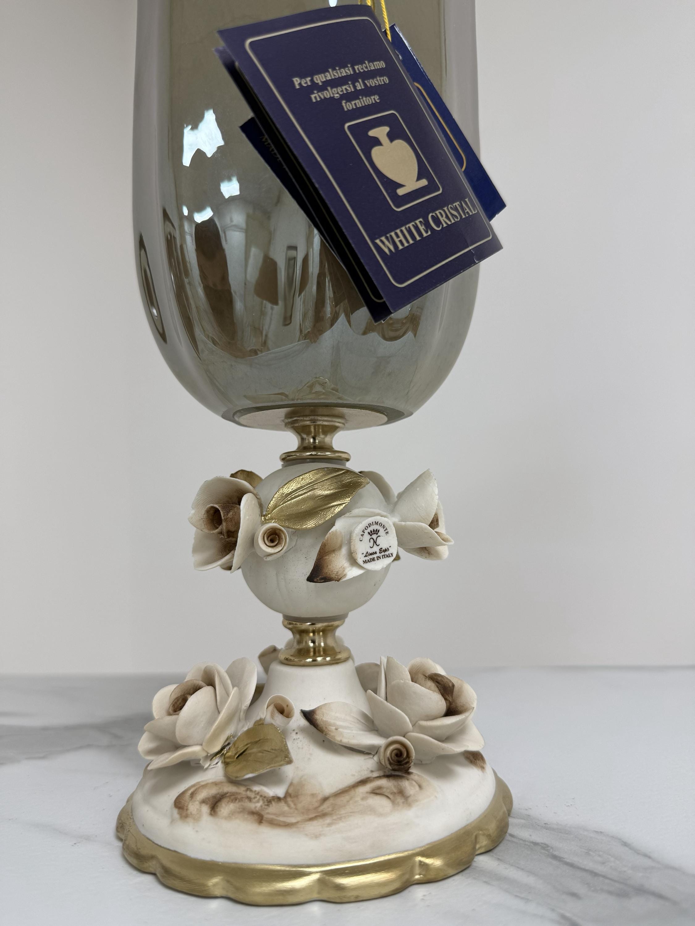 Murano Glass Vase | Certified Murano Glass | Made in Italy | Decorative Vase | Collection White Crystal