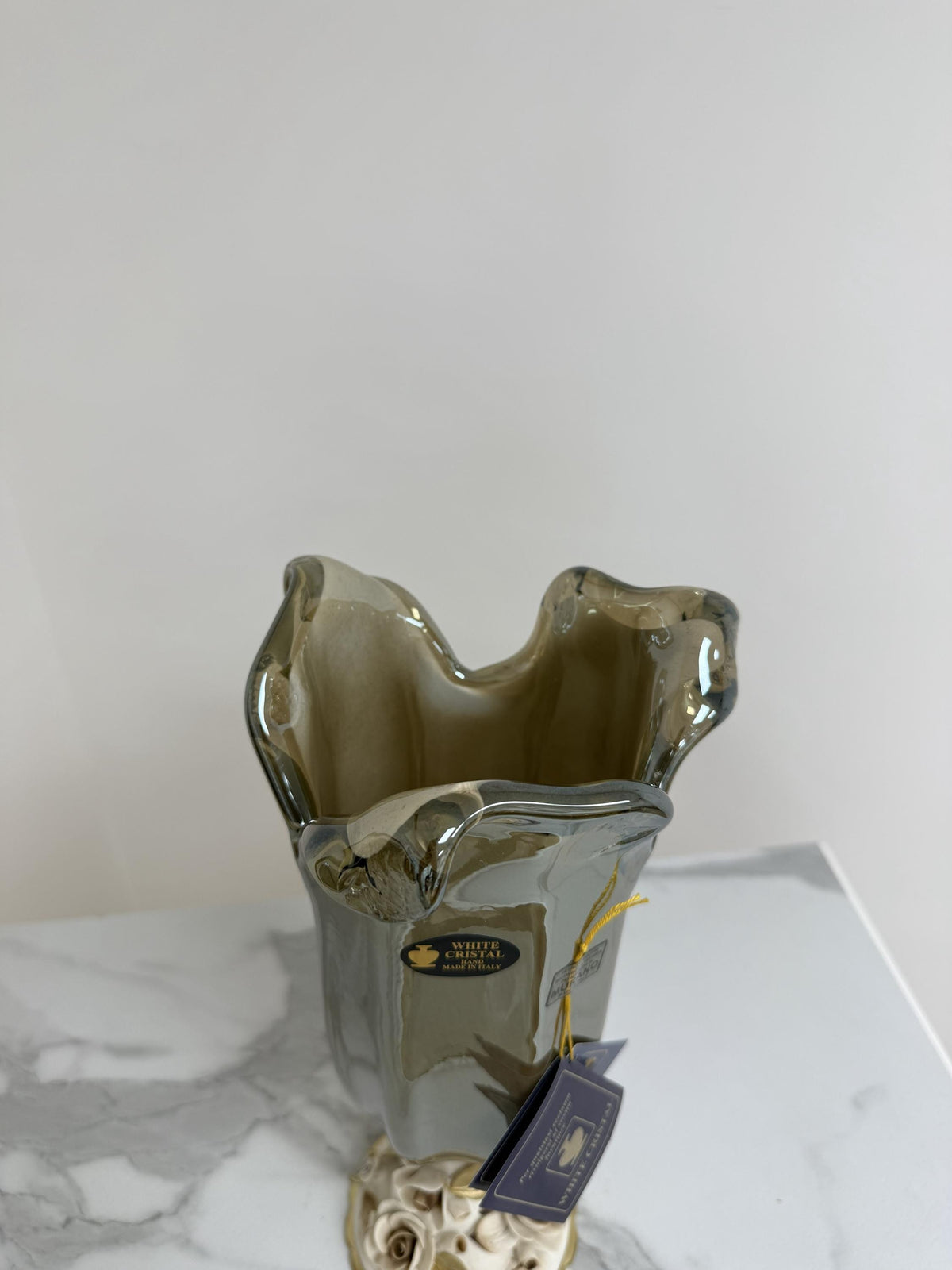 Murano Glass Vase | Certified Murano Glass | Made in Italy | Decorative Vase | Collection White Crystal