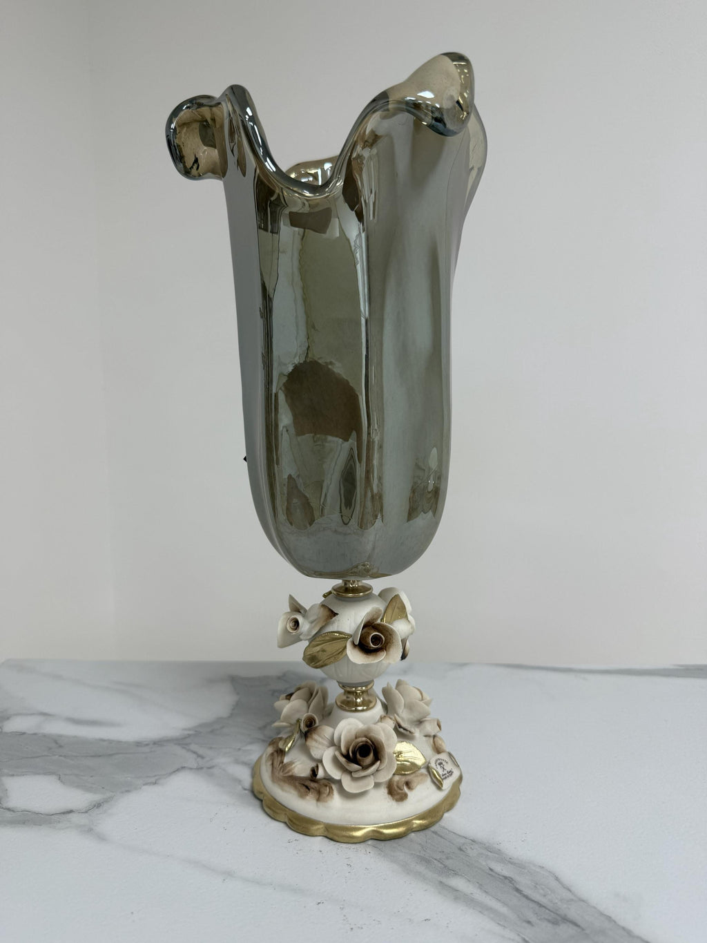 Murano Glass Vase | Certified Murano Glass | Made in Italy | Decorative Vase | Collection White Crystal