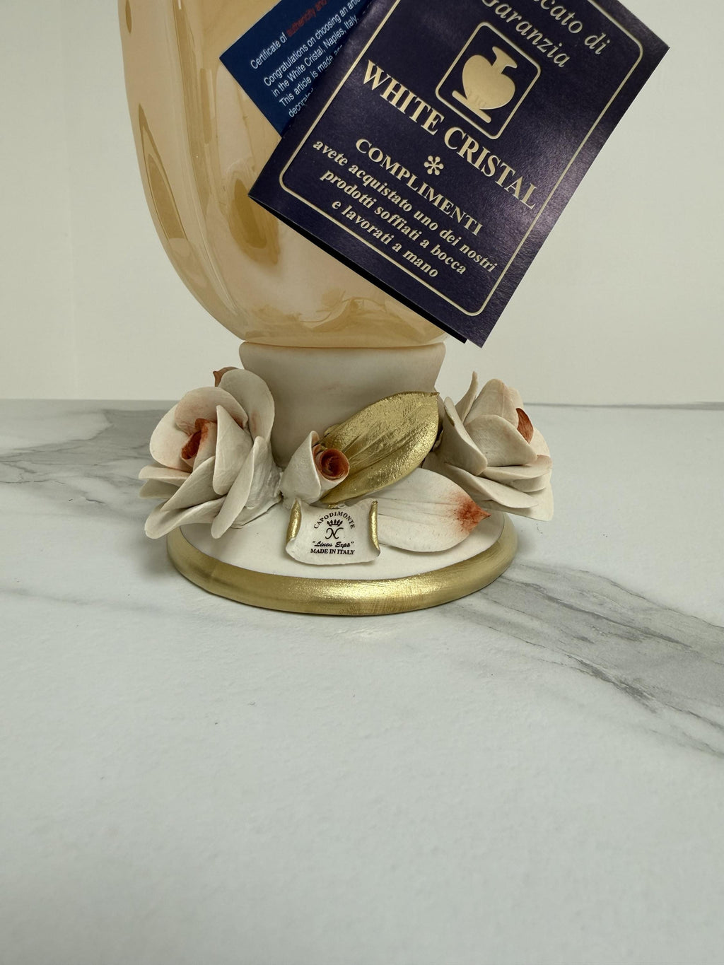 Murano Glass Vase | Certified Murano Glass | Made in Italy | Decorative Vase | Collection White Crystal