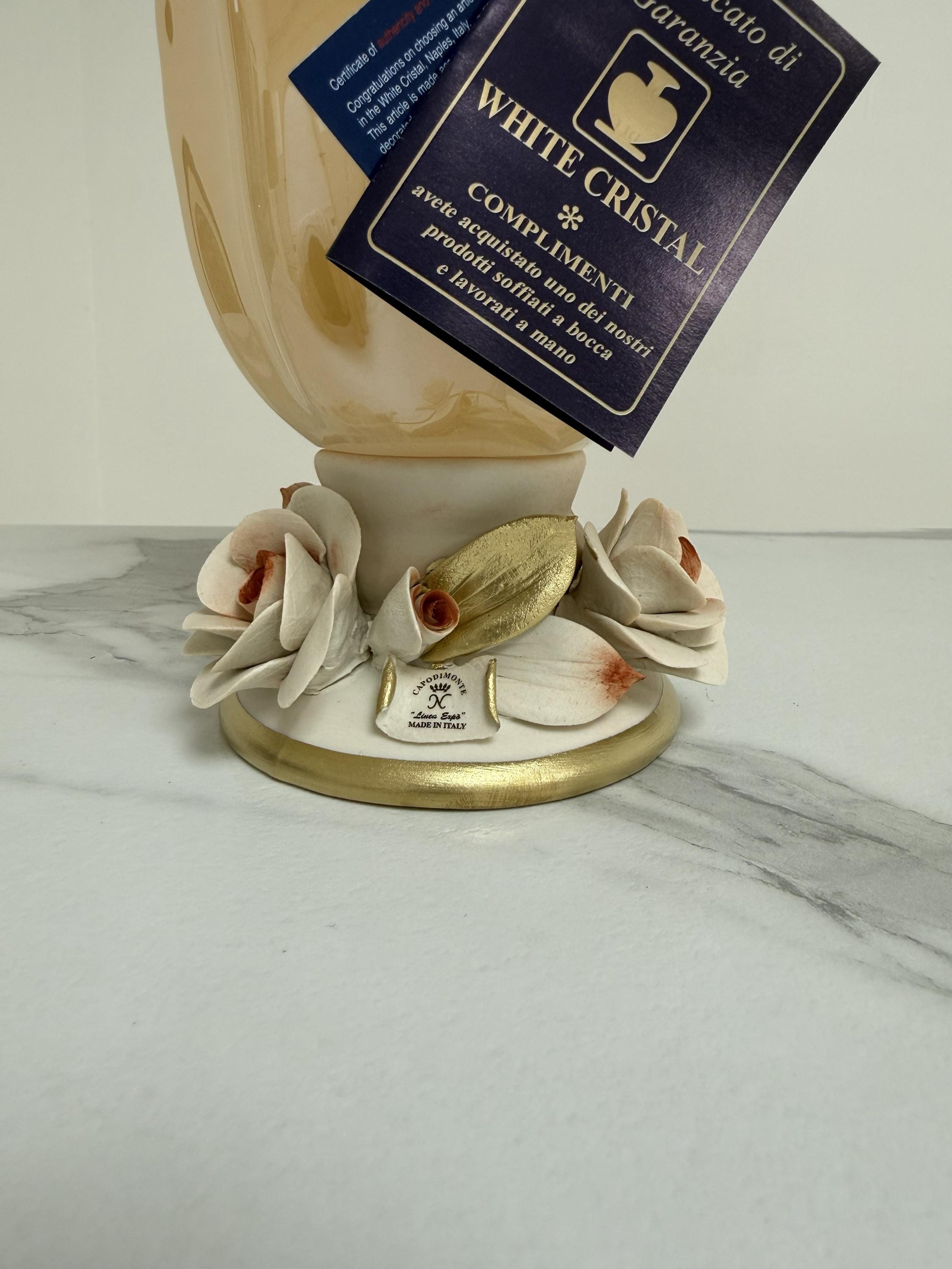 Murano Glass Vase | Certified Murano Glass | Made in Italy | Decorative Vase | Collection White Crystal