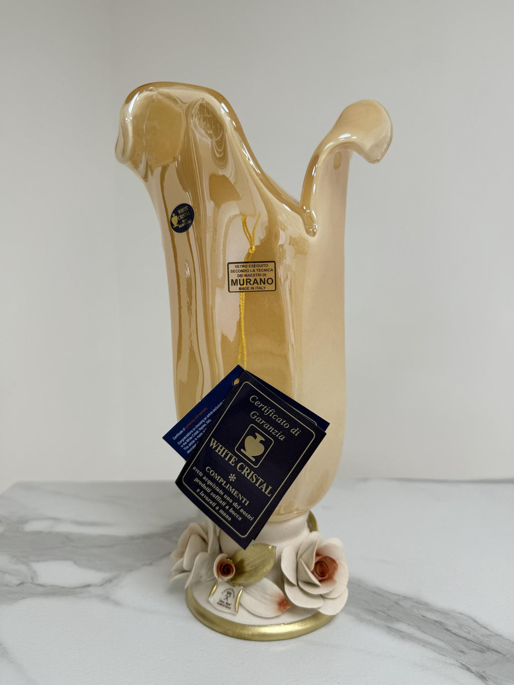 Murano Glass Vase | Certified Murano Glass | Made in Italy | Decorative Vase | Collection White Crystal