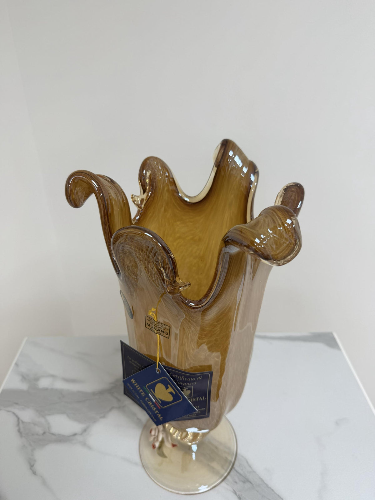 Murano Glass Vase | Certified Murano Glass | Made in Italy | Decorative Vase | Collection White Crystal