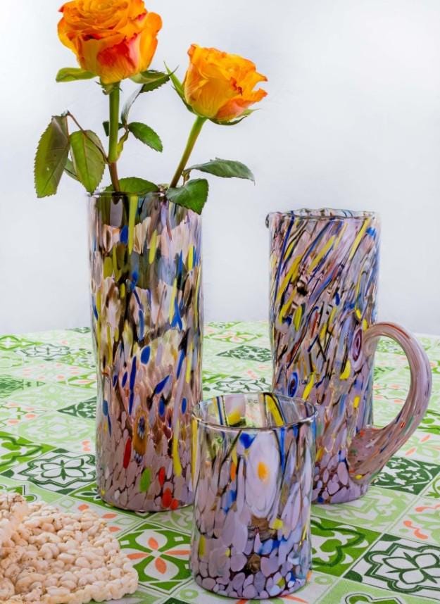 MurArt Vaso in Vetro di Murano Collezione Decoro MG B1 altezza 24CM