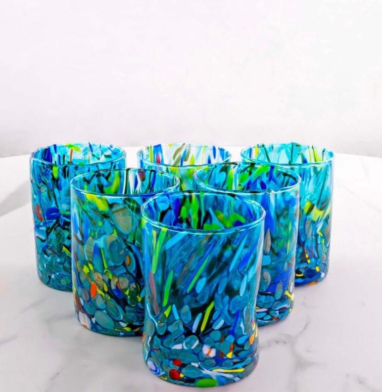 MurArt Bicchieri in vetro di Murano Collezione Decoro MG B1 Set 6 Bicchieri da 250 ml