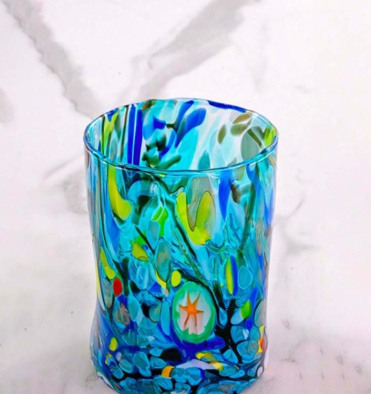 MurArt Bicchieri in vetro di Murano Collezione Decoro MG B1 Set 6 Bicchieri da 250 ml