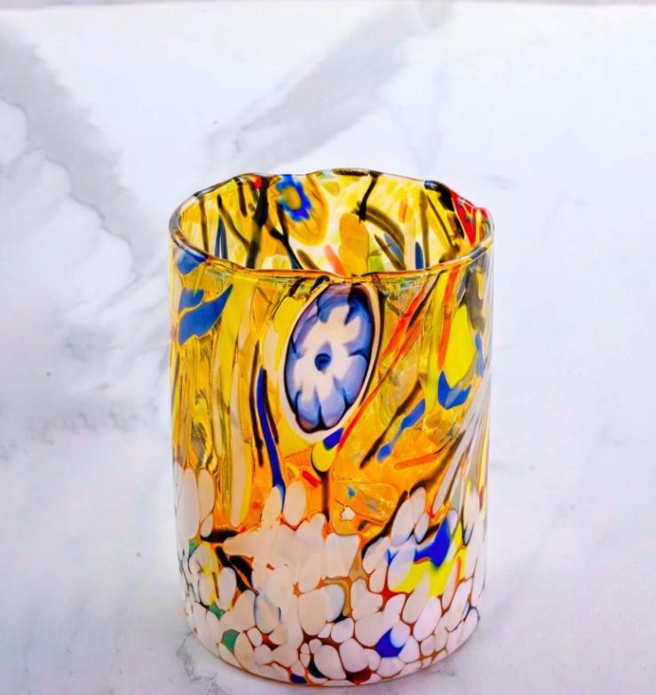 MurArt Bicchieri in vetro di Murano Collezione Decoro MG B1 Set 6 Bicchieri da 250 ml