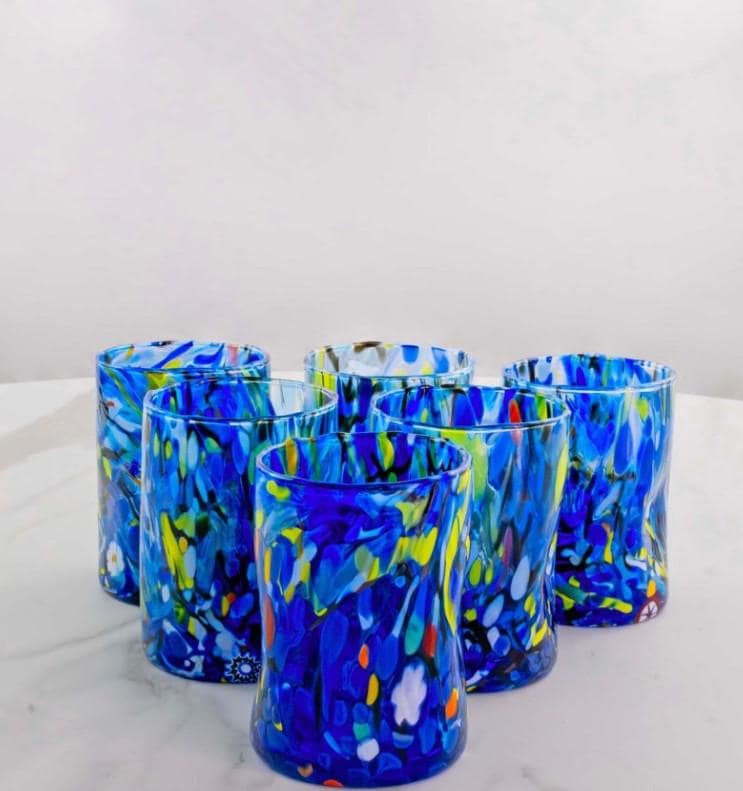 MurArt Bicchieri in vetro di Murano Collezione Decoro MG B1 Set 6 Bicchieri da 250 ml