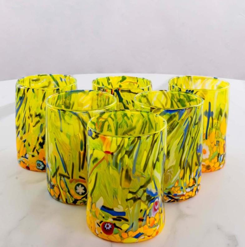MurArt Bicchieri in vetro di Murano Collezione Decoro MG B1 Set 6 Bicchieri da 250 ml