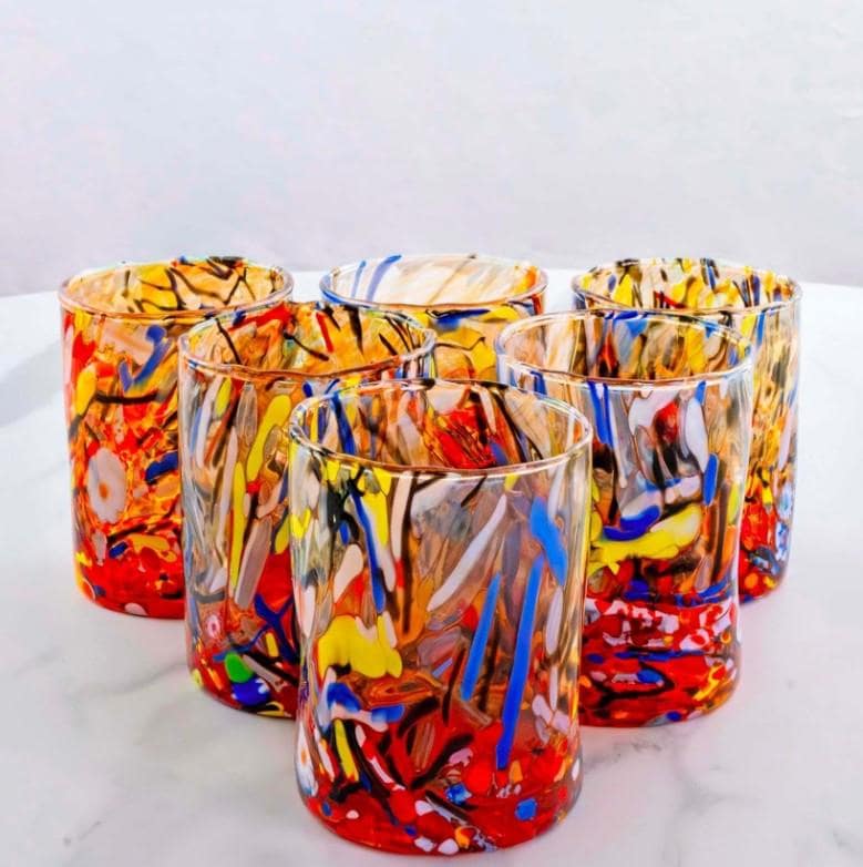 MurArt Bicchieri in vetro di Murano Collezione Decoro MG B1 Set 6 Bicchieri da 250 ml