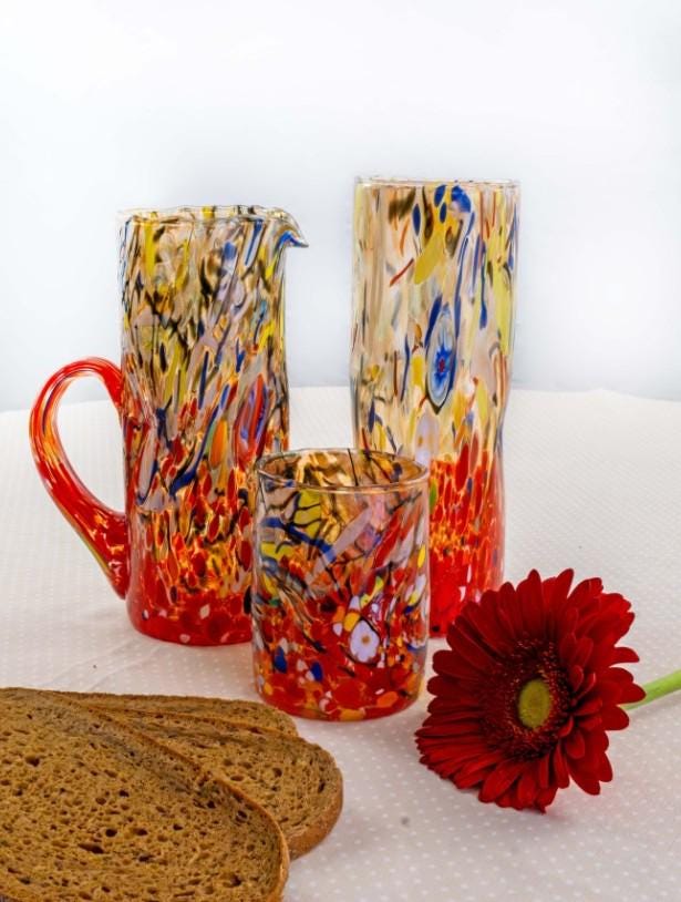 MurArt Bicchieri in vetro di Murano Collezione Decoro MG B1 Set 6 Bicchieri da 250 ml
