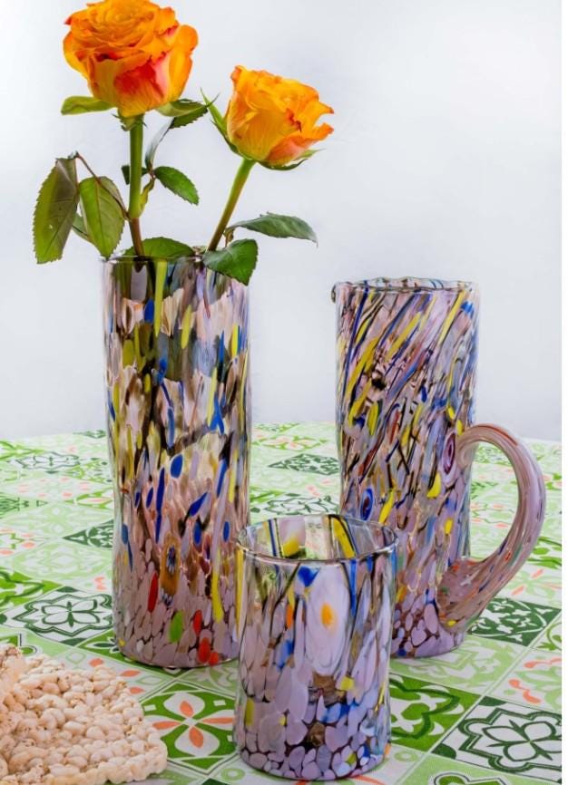 MurArt Bicchieri in vetro di Murano Collezione Decoro MG B1 Set 6 Bicchieri da 250 ml