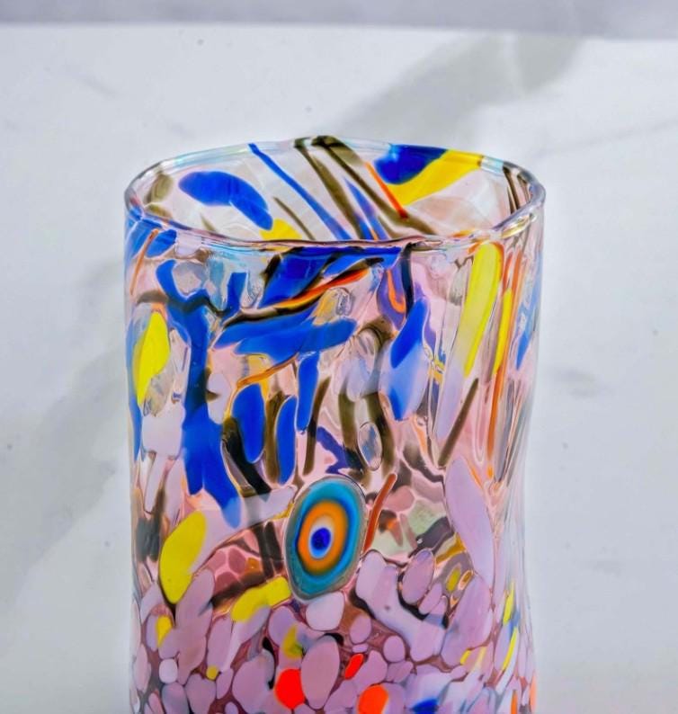 MurArt Bicchieri in vetro di Murano Collezione Decoro MG B1 Set 6 Bicchieri da 250 ml