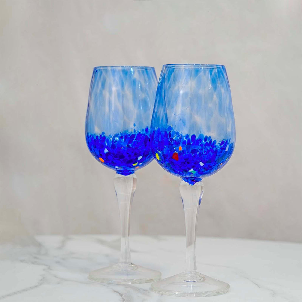 MurArt Calici in vetro di Murano Collezione Elegance set da 2 calici gambo trasparente da 200ml