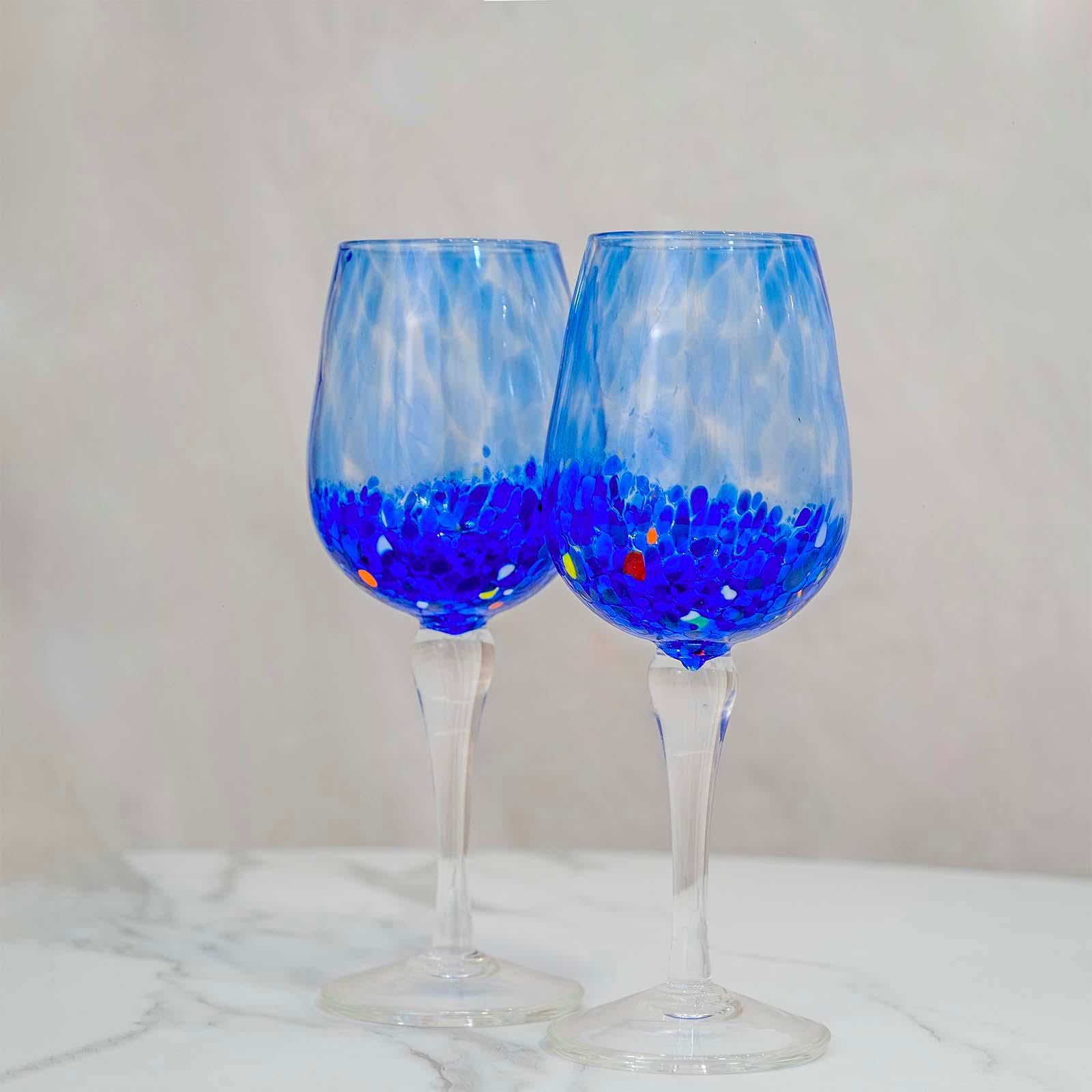 MurArt Calici in vetro di Murano Collezione Elegance set da 2 calici gambo trasparente da 200ml