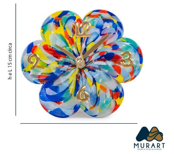Murano Glass Table Clock | Certified Murano Glass | Made in Italy | Decorative Clock