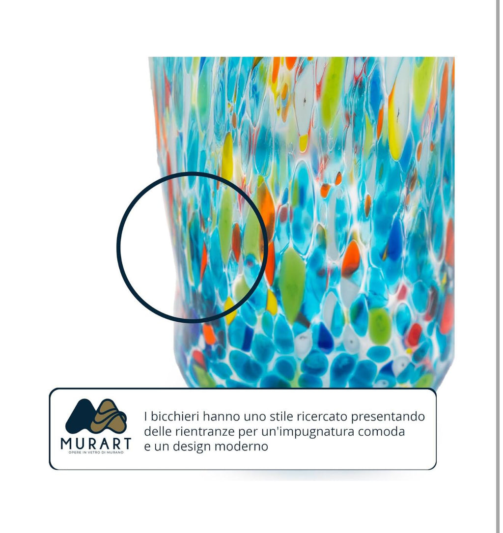 Murano Drinking Glass | Certified Murano Glass | Made in Italy | Water Glass | Collection Eleganza