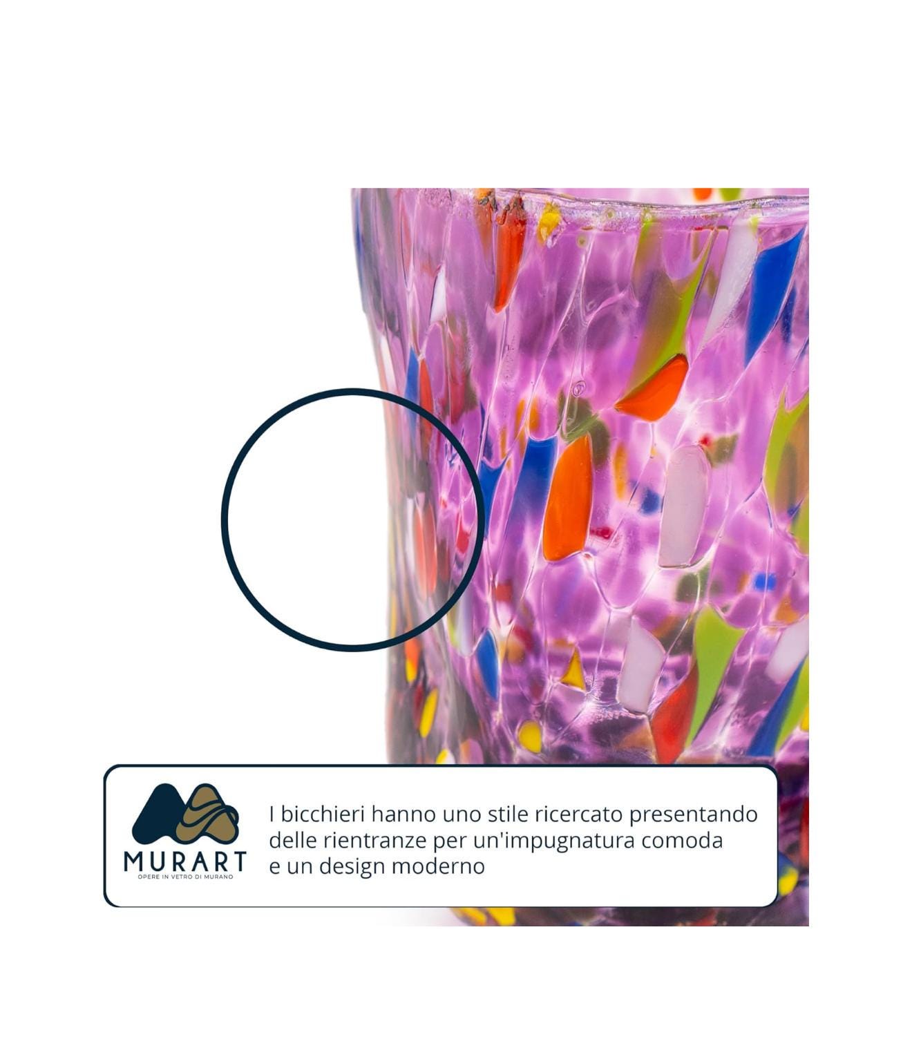 Murano Drinking Glass | Certified Murano Glass | Made in Italy | Water Glass | Collection Eleganza