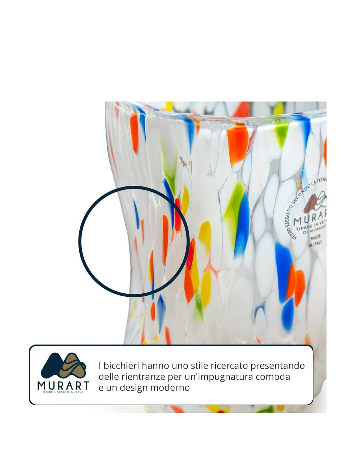 Murano Drinking Glass | Certified Murano Glass | Made in Italy | Water Glass | Collection Eleganza