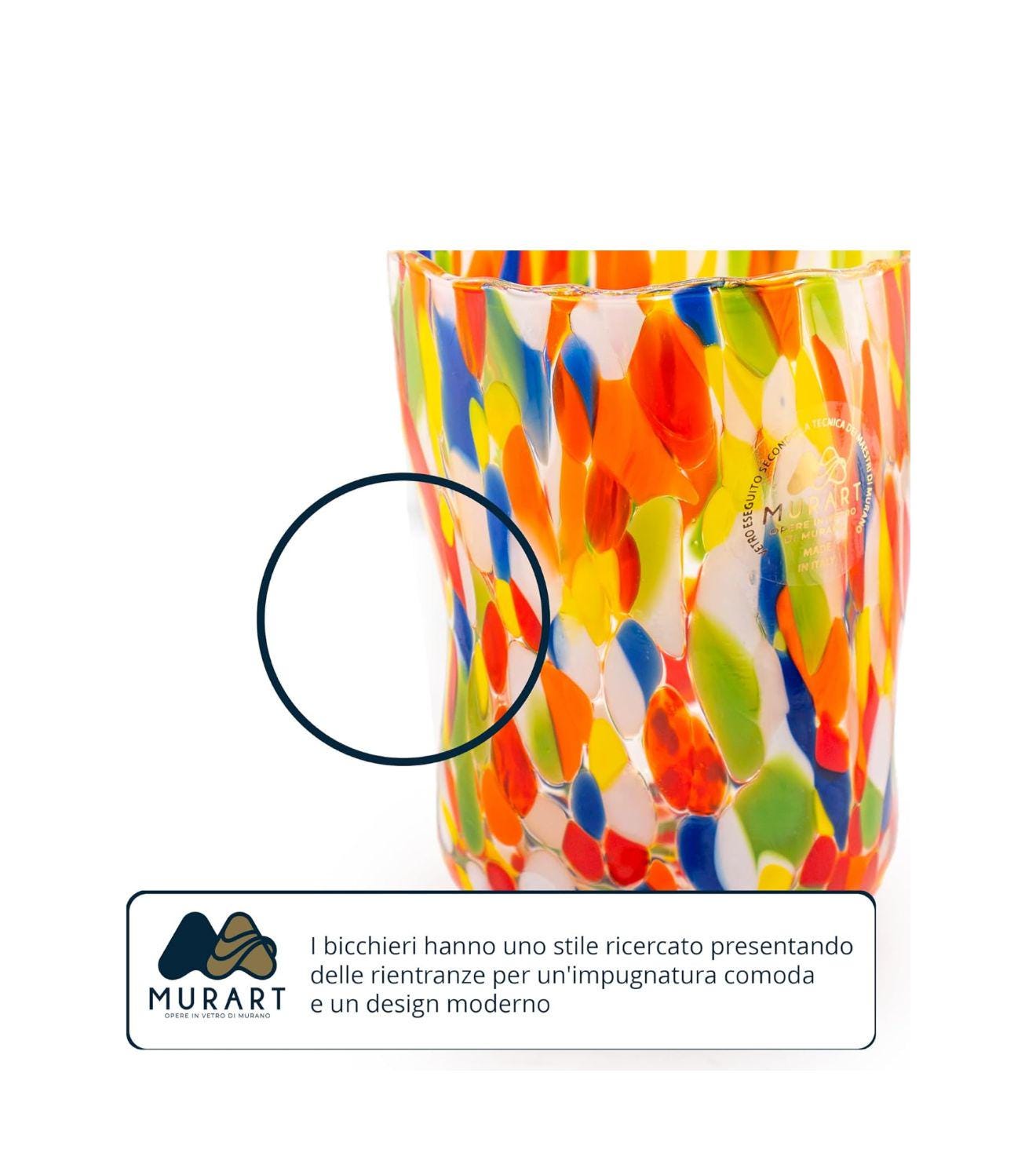 Murano Drinking Glass | Certified Murano Glass | Made in Italy | Water Glass | Collection Eleganza