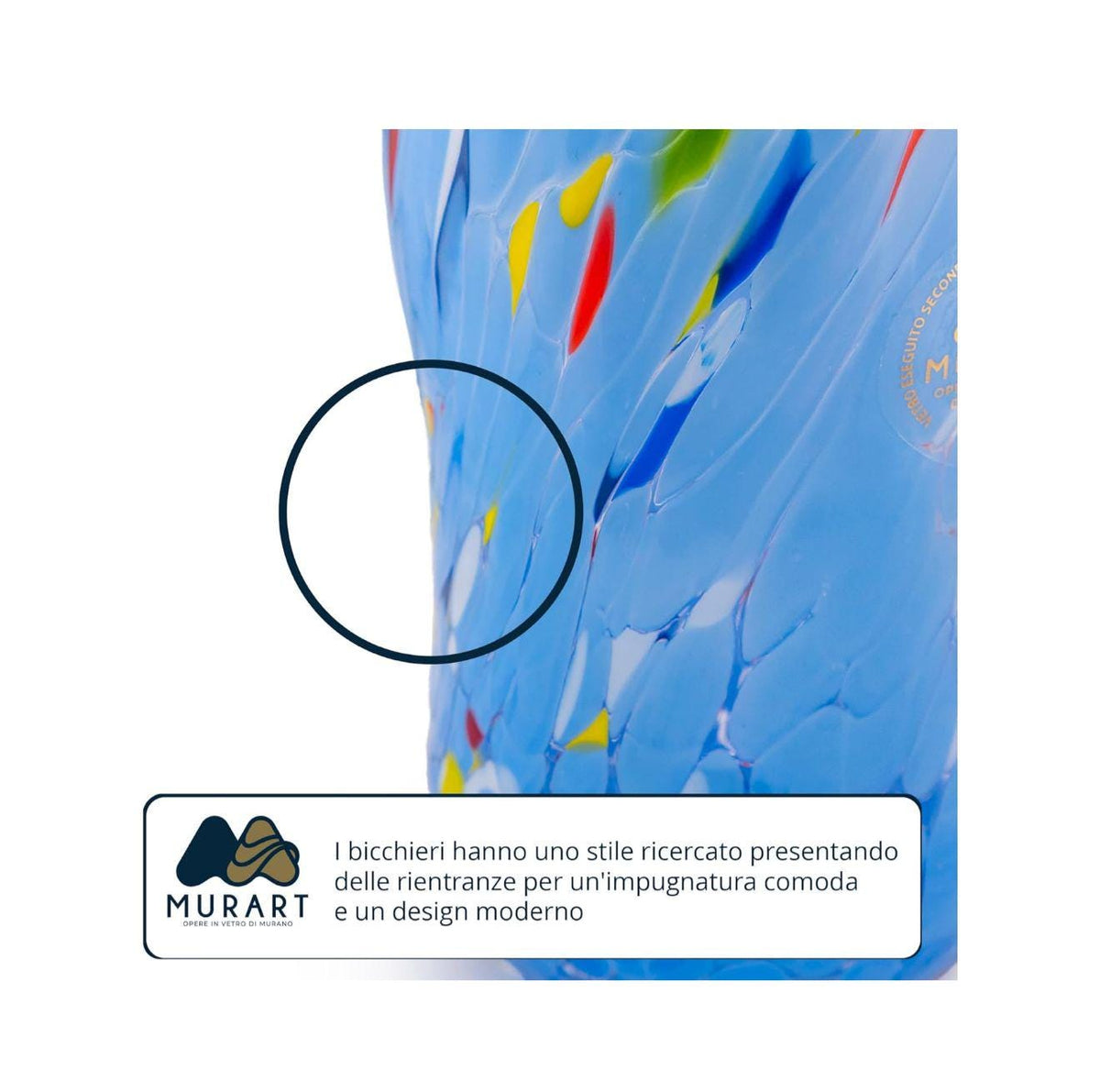 Murano Drinking Glass | Certified Murano Glass | Made in Italy | Water Glass | Collection Eleganza