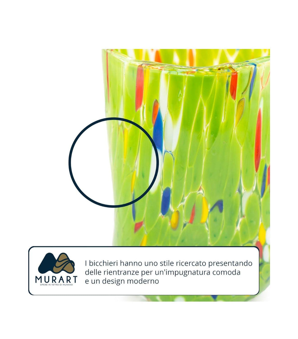 Murano Drinking Glass | Certified Murano Glass | Made in Italy | Water Glass | Collection Eleganza