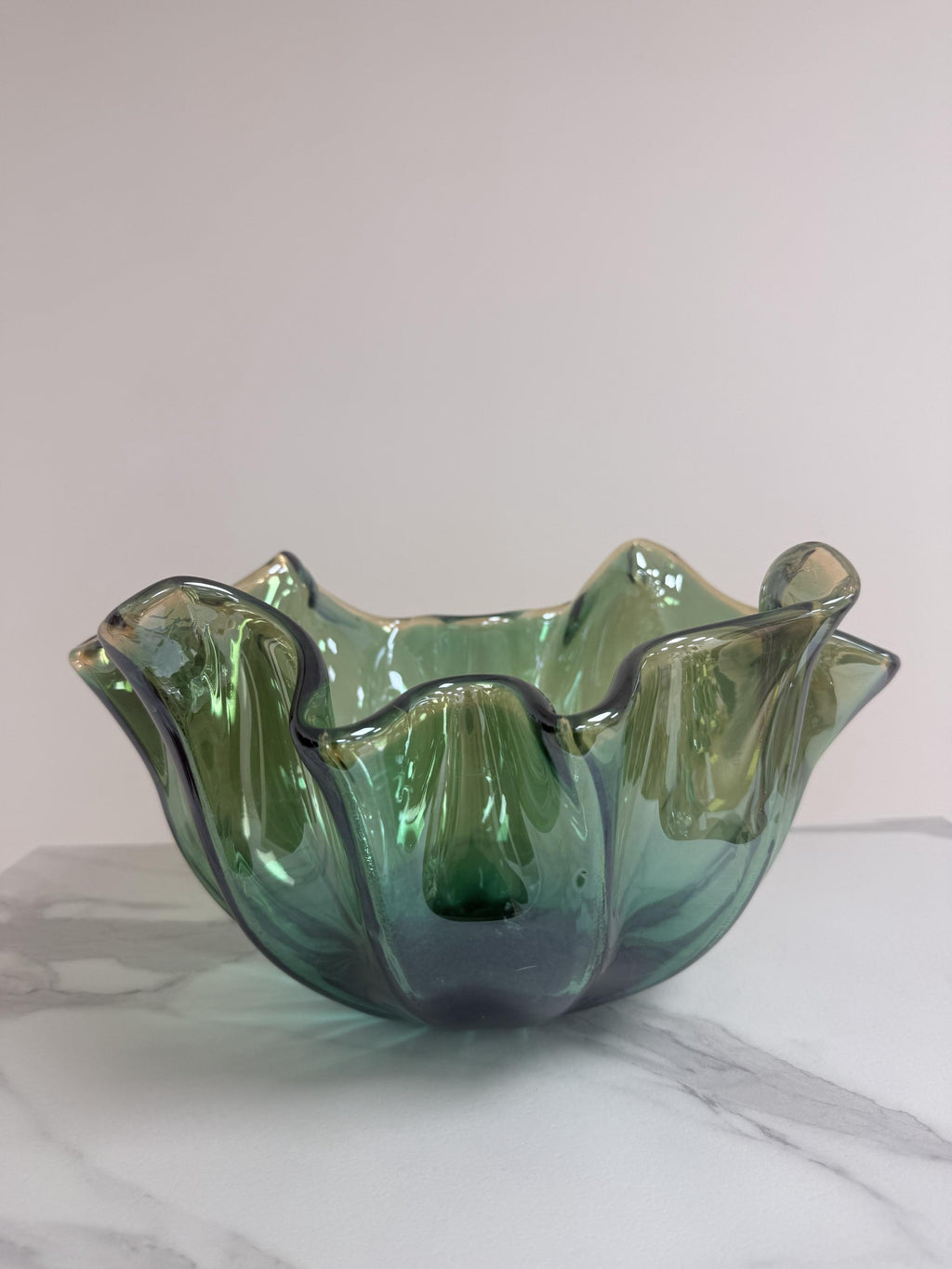 Murano Glass Centerpiece | Certified Murano Glass | Made in Italy | Table Decoration | Collection Fazzoletto Pasta di Vetro Verde