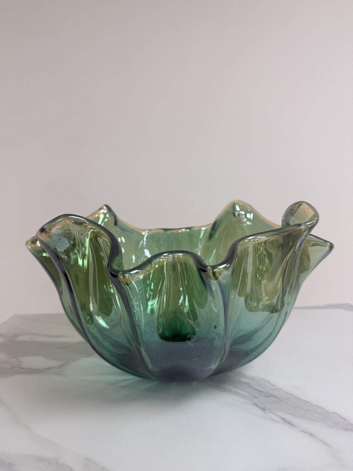 Murano Glass Centerpiece | Certified Murano Glass | Made in Italy | Table Decoration | Collection Fazzoletto Pasta di Vetro Verde