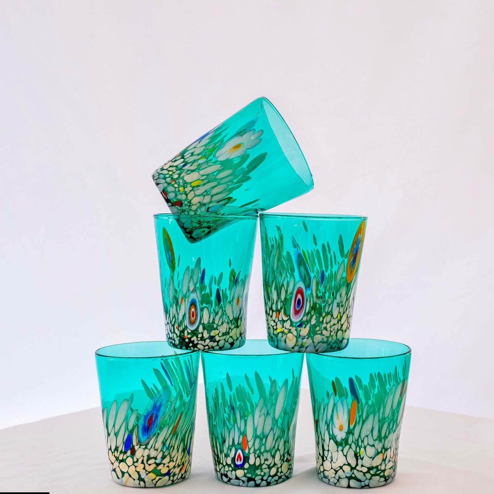 Murano Drinking Glass | Certified Murano Glass | Made in Italy | Water Glass | Collection Smeraldo B2