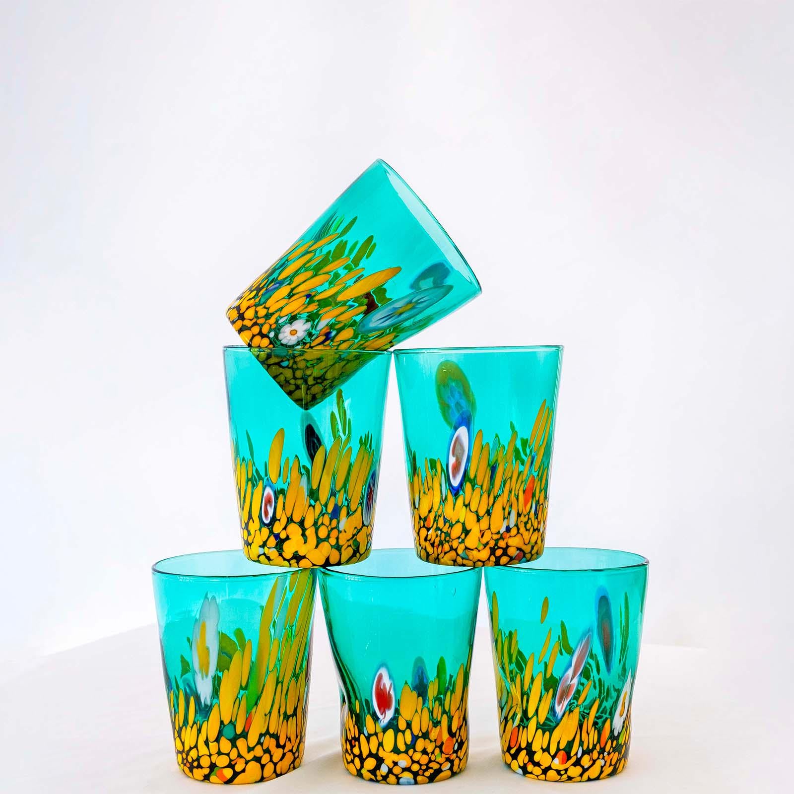 Murano Drinking Glass | Certified Murano Glass | Made in Italy | Water Glass | Collection Smeraldo B2