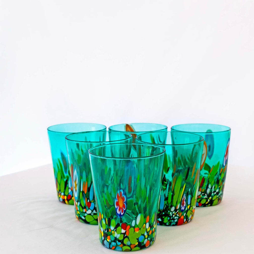 Murano Drinking Glass | Certified Murano Glass | Made in Italy | Water Glass | Collection Smeraldo B2