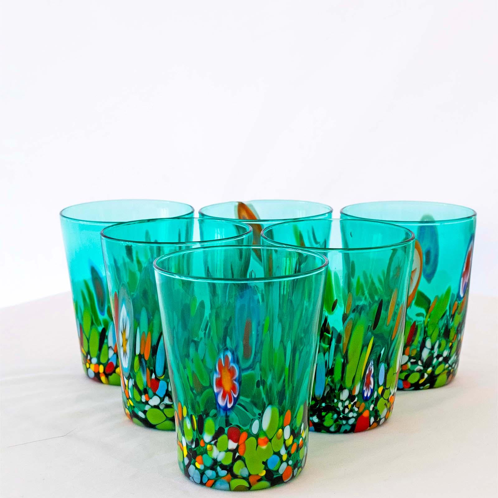 Murano Drinking Glass | Certified Murano Glass | Made in Italy | Water Glass | Collection Smeraldo B2